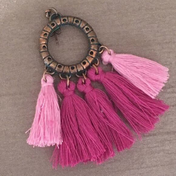 Copper Multi Colored Tassel Boho Earrings NWT - Picture 5 of 8
